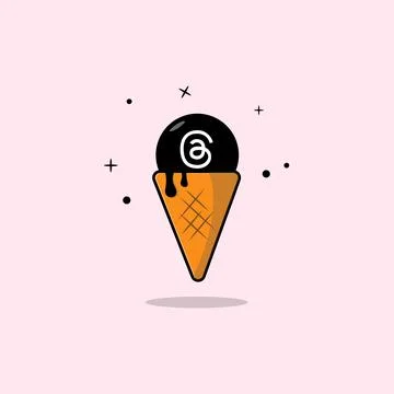 Cute Thread  Melting Cone Ice Cream Vector Illustration. Stock Illustration