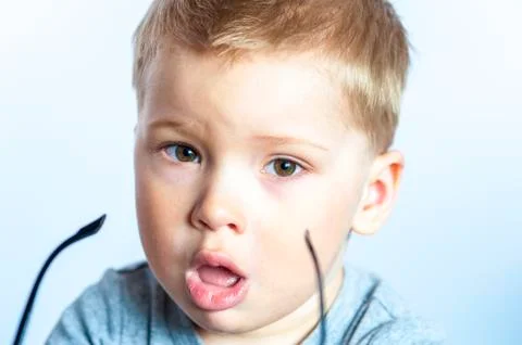 Cute three years old boy with sunglasses Stock Photos