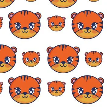Cute tiger adorable characters pattern 스톡 일러스트