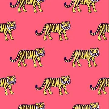 Cute tiger cartoon roaring Stock Illustration
