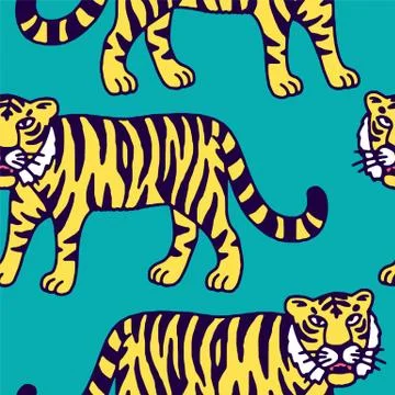 Cute tiger cartoon roaring Stock Illustration