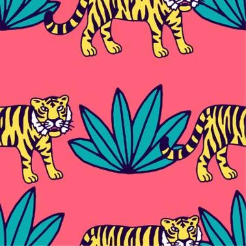 Cute tiger cartoon roaring Stock Illustration