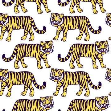 Cute tiger cartoon roaring Stock Illustration