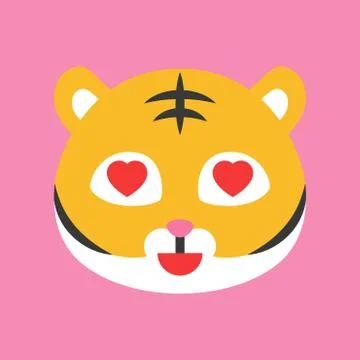 Cute Tiger emoticon, flat style vector illustration Stock Illustration