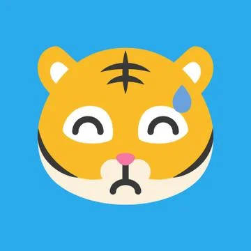 Cute Tiger emoticon, flat style vector illustration Stock Illustration
