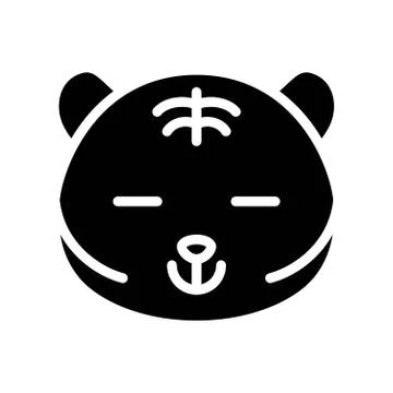 Cute Tiger emoticon, solid style vector illustration Stock Illustration