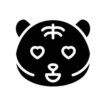 Cute Tiger emoticon, solid style vector illustration Stock Illustration