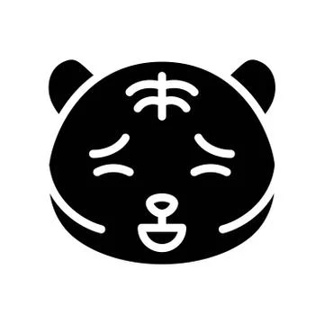 Cute Tiger emoticon, solid style vector illustration Stock Illustration