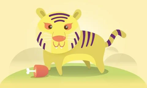 Cute tiger in forest. Vector illustration Stock Illustration