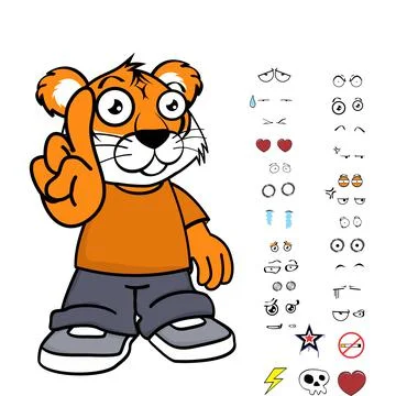 Cute tiger toon set Stock Illustration