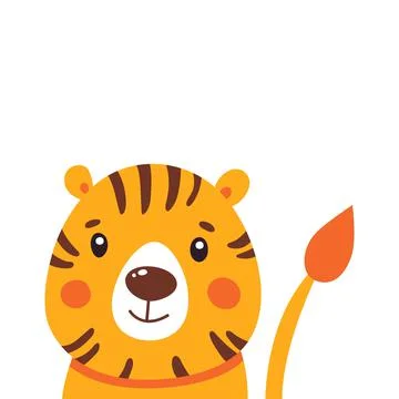 Cute tiger vector illustration. Hand drawn cute print for posters, cards, t Illustrazione stock