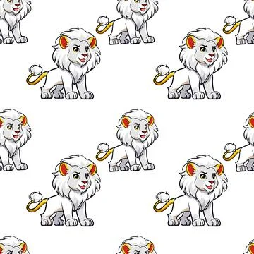 Cute Tiger White  Seamless Pattern Stock Illustration