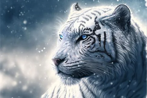 Cute Tiger in winter day Stock Illustration