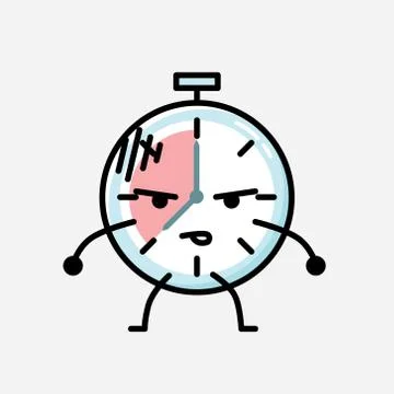 Cute Timer Clock Mascot Vector Character in Flat Design Style イラスト素材