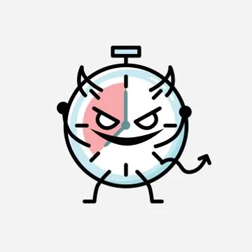Cute Timer Clock Mascot Vector Character in Flat Design Style イラスト素材