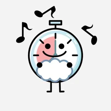 Cute Timer Clock Mascot Vector Character in Flat Design Style Stockillustratie
