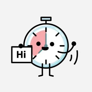 Cute Timer Clock Mascot Vector Character in Flat Design Style Illustrazione stock