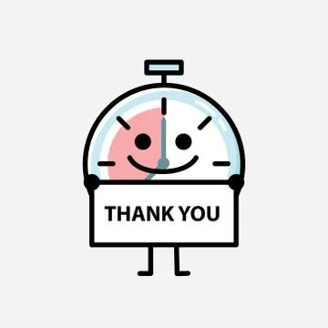 Cute Timer Clock Mascot Vector Character in Flat Design Style Stock Illustration
