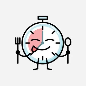 Cute Timer Clock Mascot Vector Character in Flat Design Style Stockillustratie