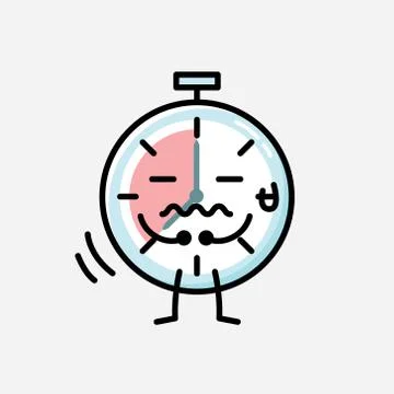 Cute Timer Clock Mascot Vector Character in Flat Design Style Illustrazione stock