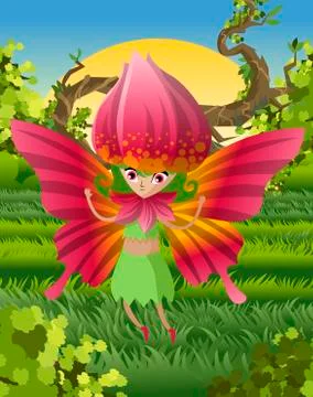 Cute tiny fairy Stock Illustration