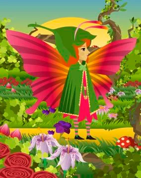 Cute tiny fairy Stock Illustration