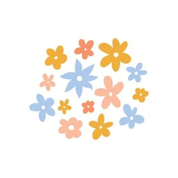 Cute tiny flowers isolated on white background Stock Illustration