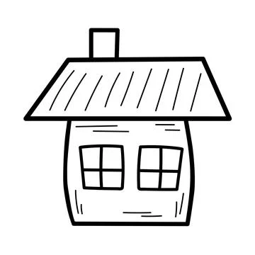 Cute tiny house in doodle style. Sweet home. Vector hand-drawn illustration.. Stock Illustration