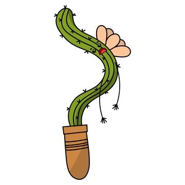 Cute tired cactus. Vector flat cartoon icon Stock Illustration