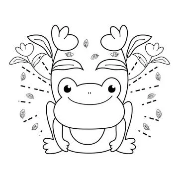 Cute toad with flowers garden character Stock Illustration