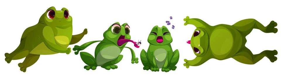 Cute toad frog character jump cartoon illustration Stock Illustration
