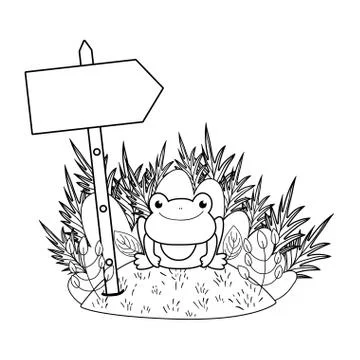 Cute toad in the landscape character Stock Illustration