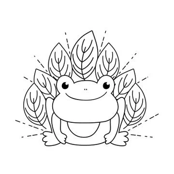 Cute toad with leafs character Stock Illustration