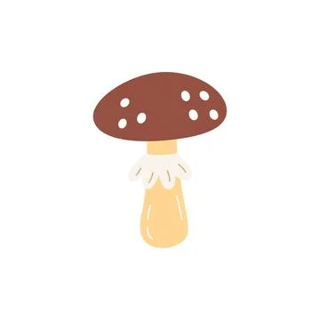Cute Toadstool Mushroom Hand Drawn Fly Agaric Vector Illustration for Autumn and Stock Illustration