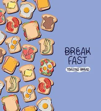Cute toasted breads Stock Illustration