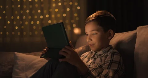 Cute toddler boy is using digital tablet Stock Footage 246489214