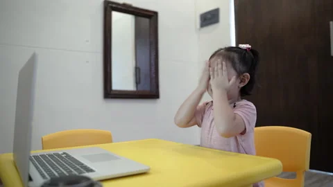 Cute toddler learning opposites words open and close peekaboo Stock Footage 158975743