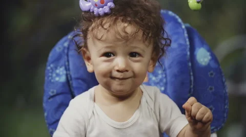 Cute Toddler on a Swing Stock Footage 49731999