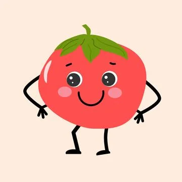 Cute tomato character - vector card or background Stock Illustration
