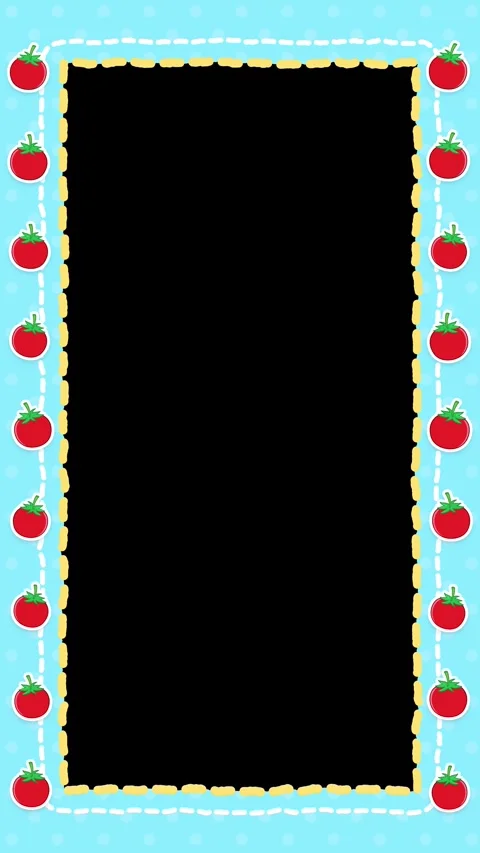 Cute Tomato Pattern Notebook Border Animation on Blue Background Stock Footage 345314522