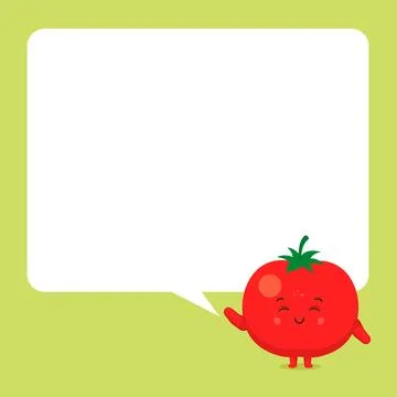 Cute Tomato with Speech Bubbles Stock Illustration