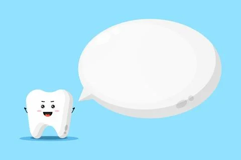 Cute tooth character with bubble speech Stock Illustration