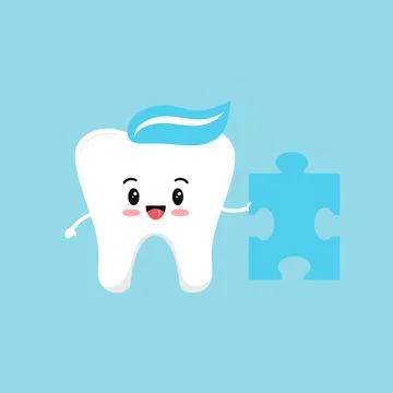 Cute tooth with puzzle piece. Stock Illustration