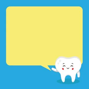 Cute Tooth with Speech Bubbles Stock Illustration
