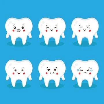 Cute Tooth with Various Expression Stock Illustration