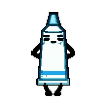 Cute toothpaste character pixel art vector illustration Stock Illustration