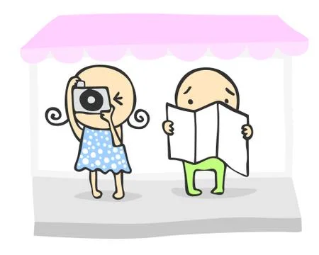 Cute tourists Stock Illustration