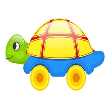 Cute toy Turtle on Wheels Isolated Illustration Stock Illustration