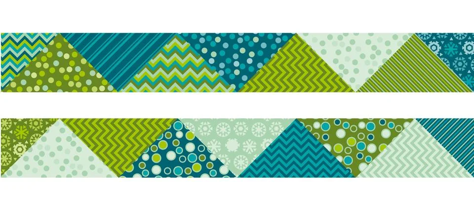 Cute traditional green patchwork pattern. Christmas textile vector illustrati 스톡 일러스트