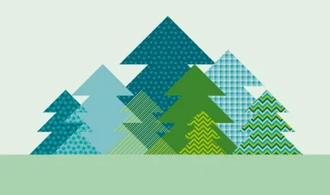 Cute traditional patchwork concept Xmas tree pattern. Christmas textile vecto Stock Illustration